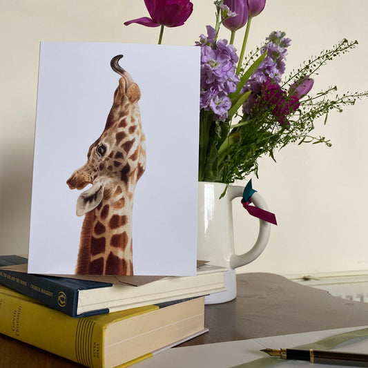 April Giraffe Greetings Card