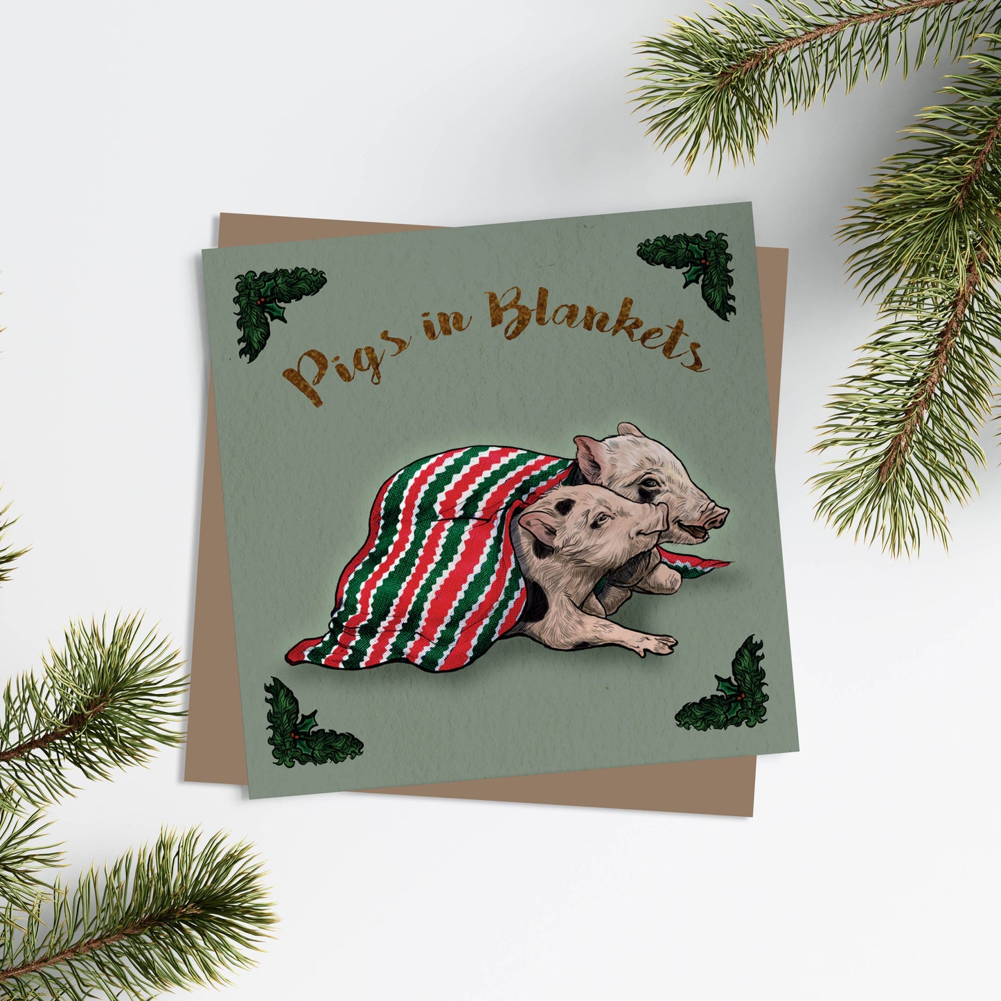 Pigs In Blankets Christmas Greetings Card